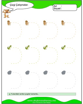 okul öncesi çizgi çalışma sayfaları